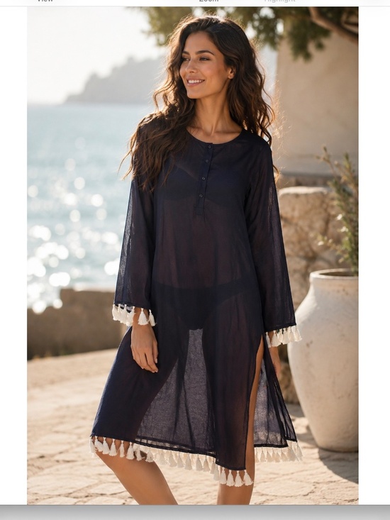 Tory Burch Other - Tory Burch Sandy Tassel Navy Midi Tunic Dress S Coverup NWOT